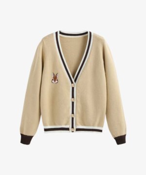 Girl Latest Cute Rabbit Embroidered Cardigan Sweater